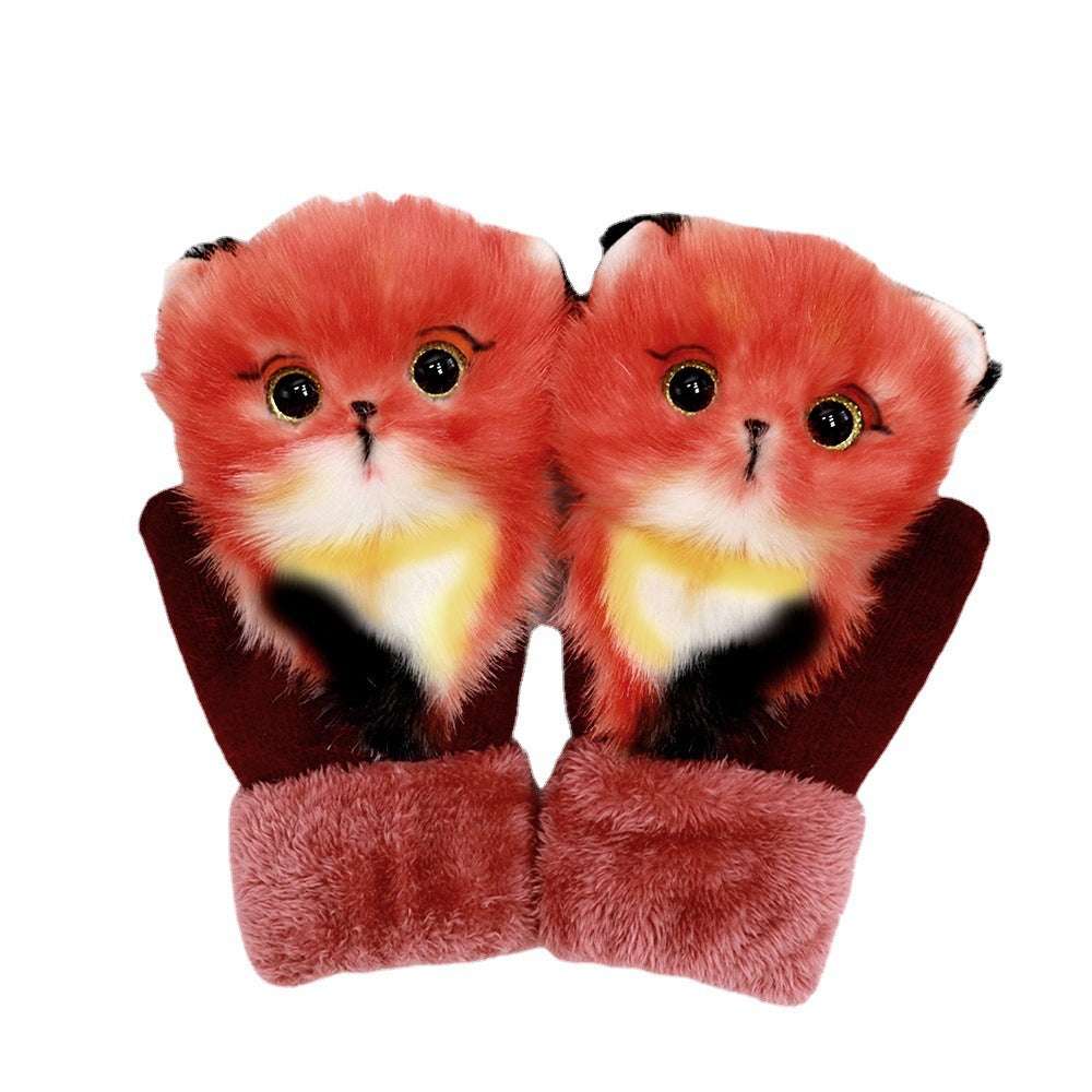 Winter Women's Plush Cartoon Animal Gloves - globaltradeleader
