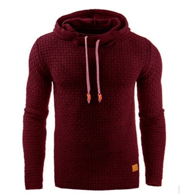 Men's Jacquard Sweater Long-sleeved Hoodie Warm Color Hooded Sweatshirt Jacket - globaltradeleader