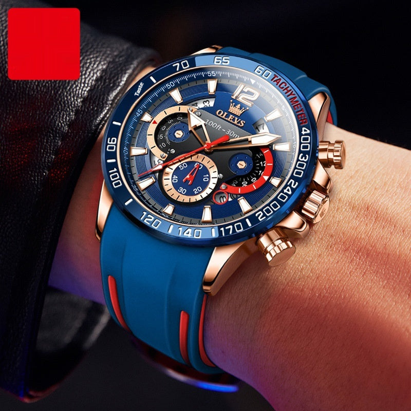 Silicone Band Multi-function Luminous Quartz Watch Men's Watch Men's Watch - globaltradeleader