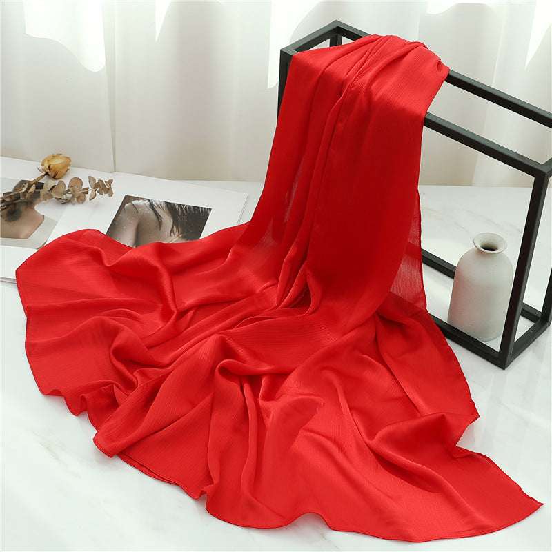 Solid Color Silk Scarf Basic All-matching
