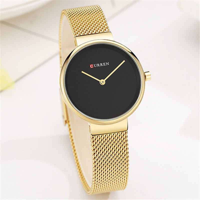 Fashion New Water Quartz Watch Women's Mesh Belt Casual Business Pointer Watch - globaltradeleader