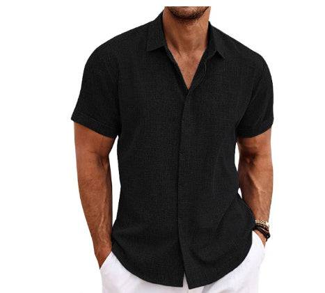 Men's Linen Short Sleeved T-shirt Loose Fitting - globaltradeleader