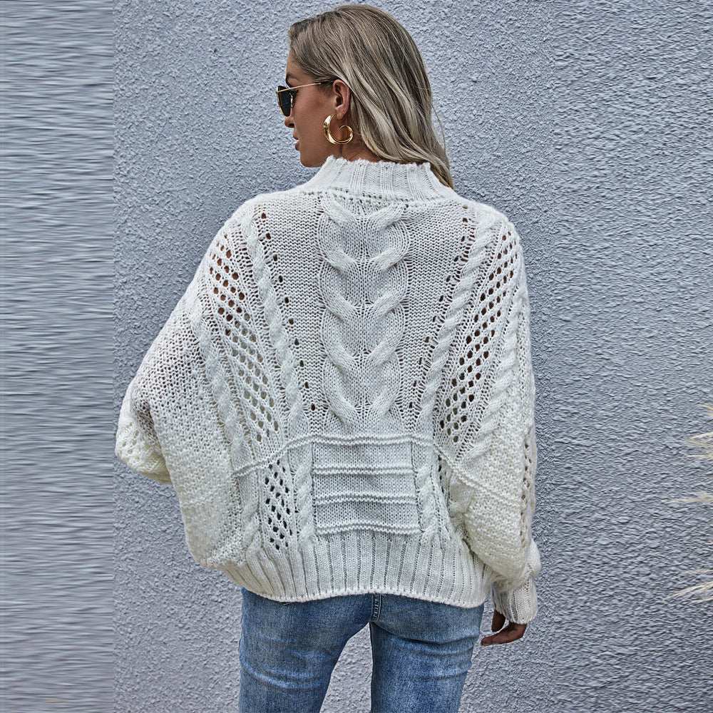 Lazy Wind Hollow Twist Knit Sweater - globaltradeleader