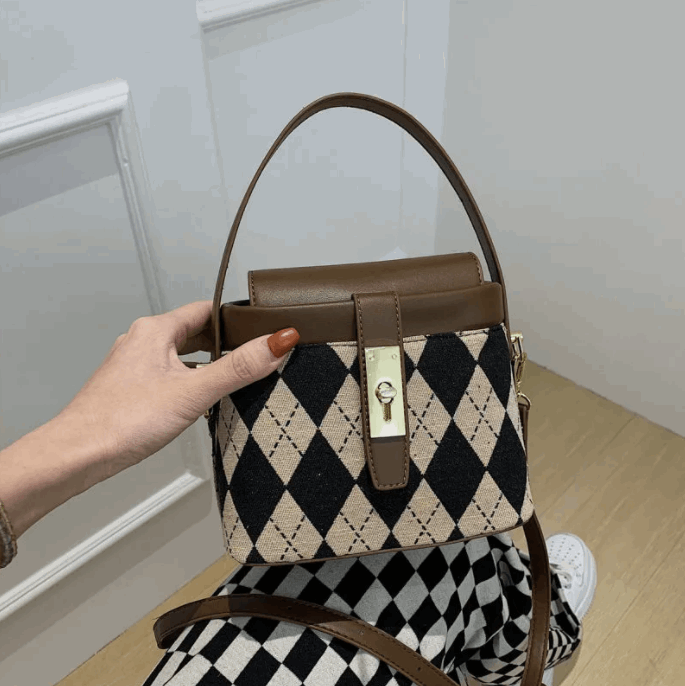 Fashion Plaid One Shoulder Messenger Ins Portable Fashion Women's Bag