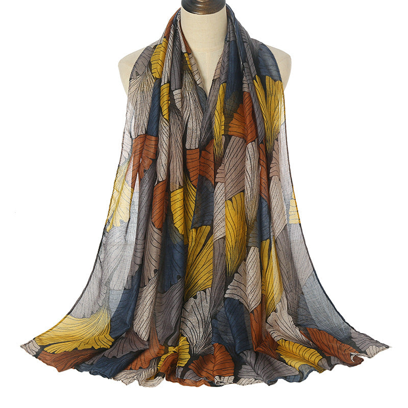 Printed Bali Yarn Scarf Women's Cotton And Linen Talma