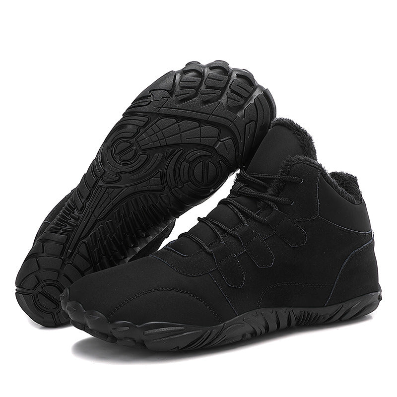Outdoor Winter Snow Boots Men's Waterproof Bare Feet Five-finger Cotton Shoes Fleece Lined Padded Warm Keeping - globaltradeleader