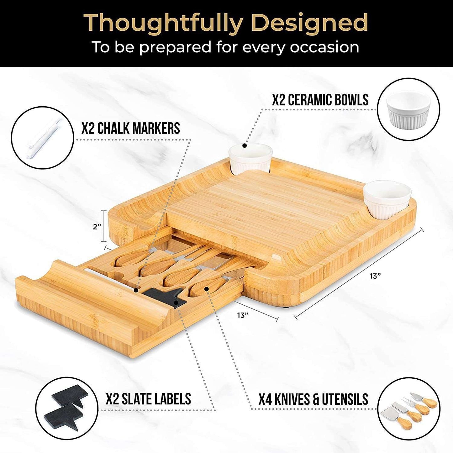 Bamboo Cheese Board Four-piece Set Of Stainless Steel Knives - globaltradeleader
