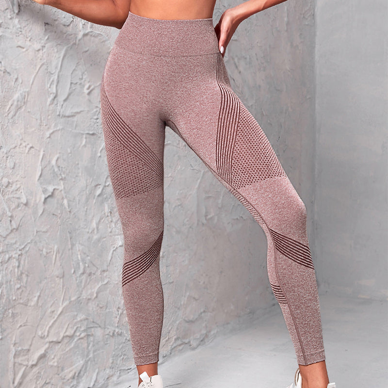 High Waist Seamless Yoga Pants Women's Solid Color Dot Striped Print Butt Lifting Leggings Fitness Running Sport Gym Legging Outfits - globaltradeleader