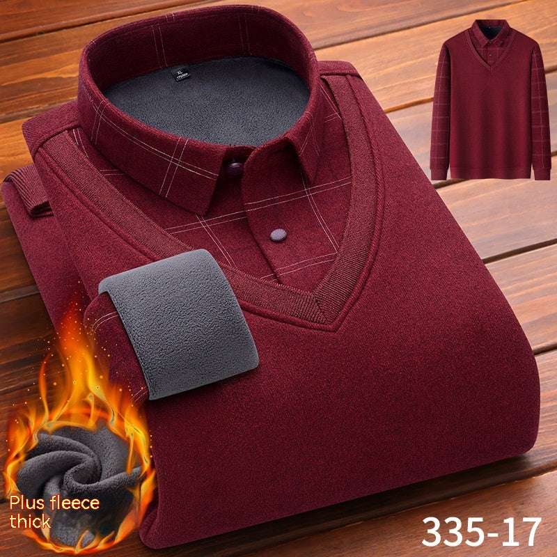 Winter Fleece False-two-piece Warm Shirt