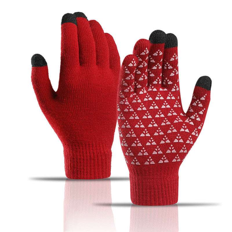 Winter Knitted Gloves For Men And Women Warm Cycling Anti-Cold Anti-Slip Triangular Offset Warm Gloves - globaltradeleader