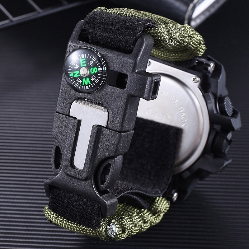 Outdoor Men's Mercenary Compass Multifunctional Waterproof Parachute Cord Chain Ring Survival Wild Special Survival Tactical Watch - globaltradeleader