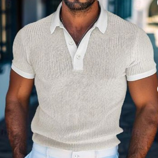 Short Sleeve Men's Polo Shirt Fashion White Leader T-shirt - globaltradeleader