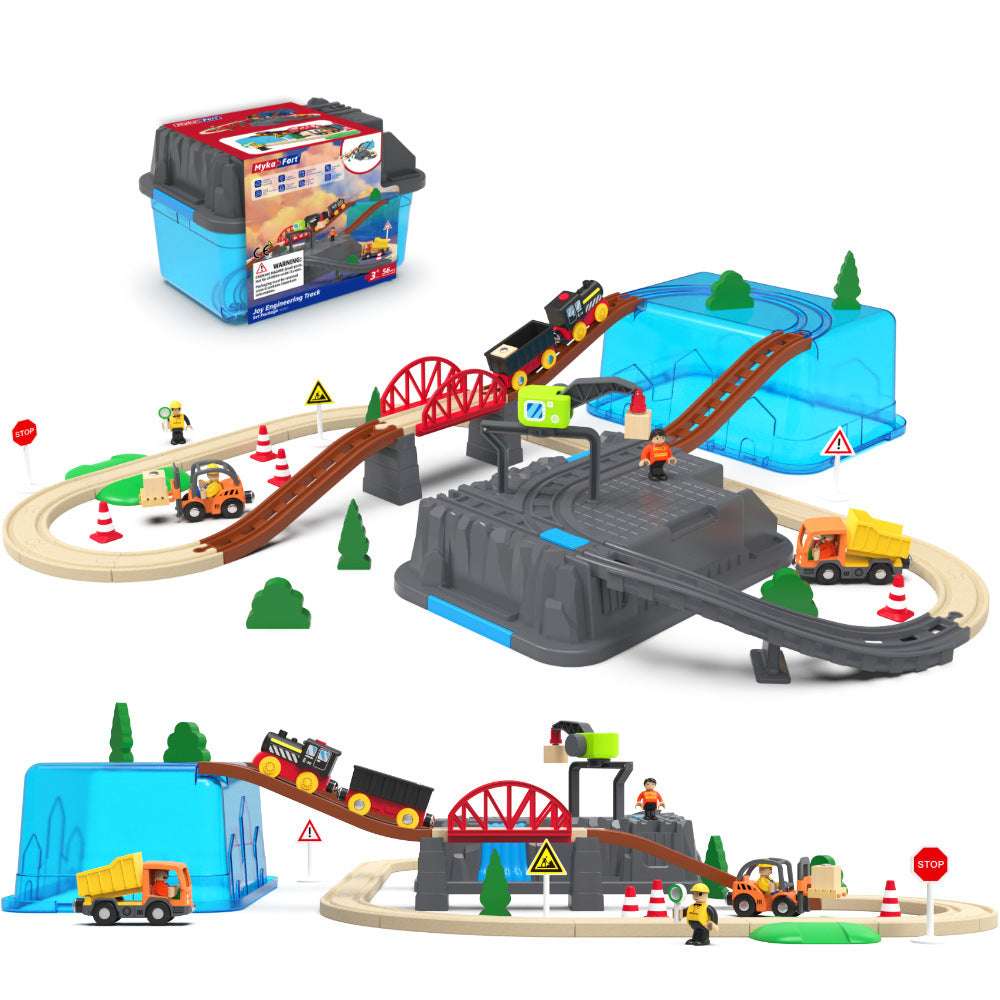 Wooden Track Train With Storage Box Toys - globaltradeleader