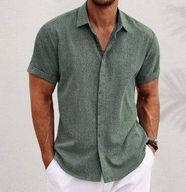 Men's Linen Short Sleeved T-shirt Loose Fitting - globaltradeleader