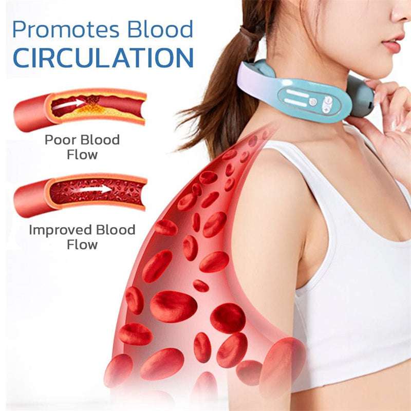 EMS Neck Acupoints Lymphvity Massager Device Intelligent Neck Massager With Heat Blue Hot Design - globaltradeleader