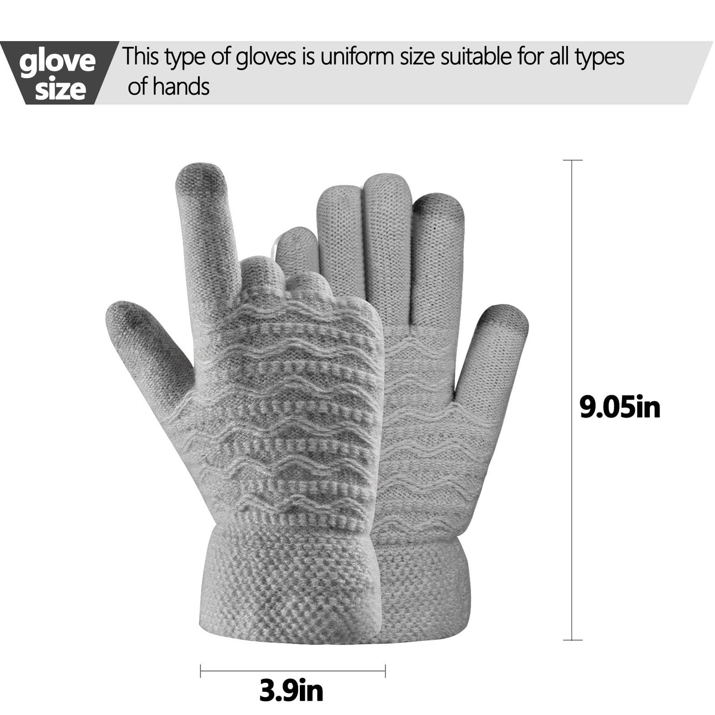 Women's Wave Patterned Double-layer Velvet Thickened Knitted Gloves - globaltradeleader