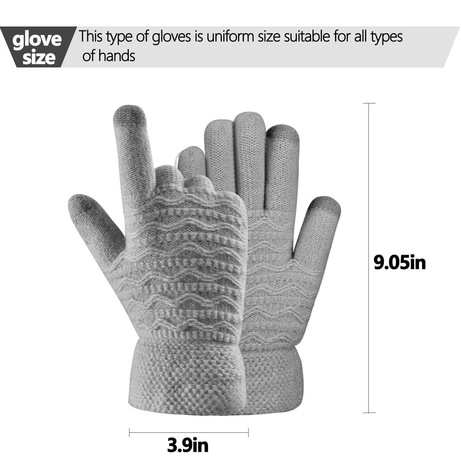 Women's Wave Patterned Double-layer Velvet Thickened Knitted Gloves - globaltradeleader