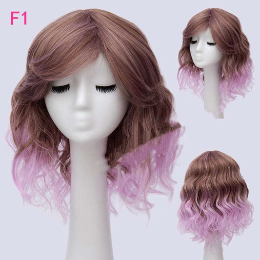 Color Short Curly Corn Perm Cosplay Wig