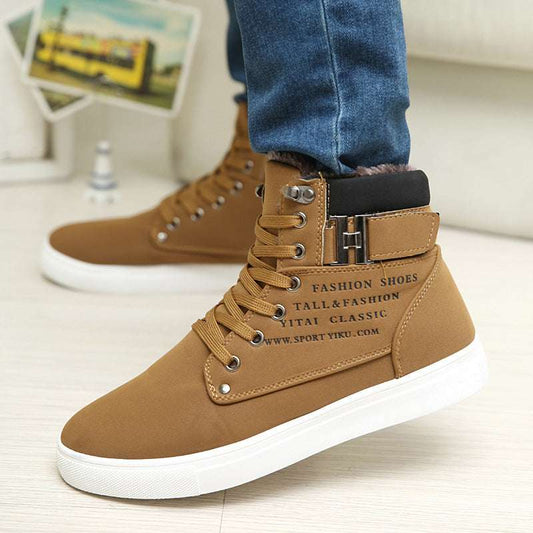 DEKABR Hot Men Shoes Fashion Warm Fur Winter Men Boots Autumn Leather Footwear For Man New High Top Canvas Casual Shoes Men - globaltradeleader
