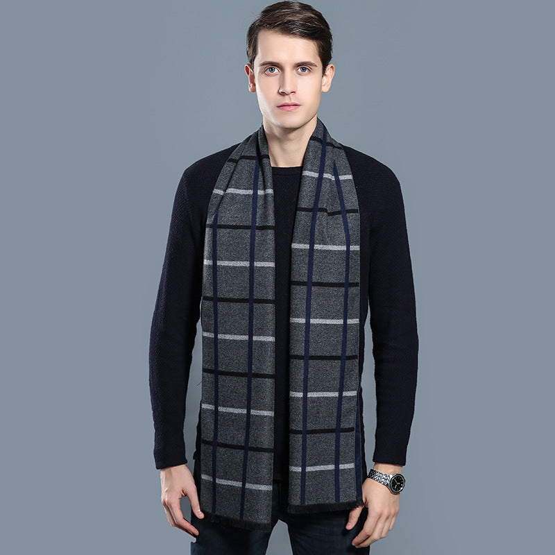 Simple Plaid Warm Keeping Artificial Cashmere Scarf - globaltradeleader