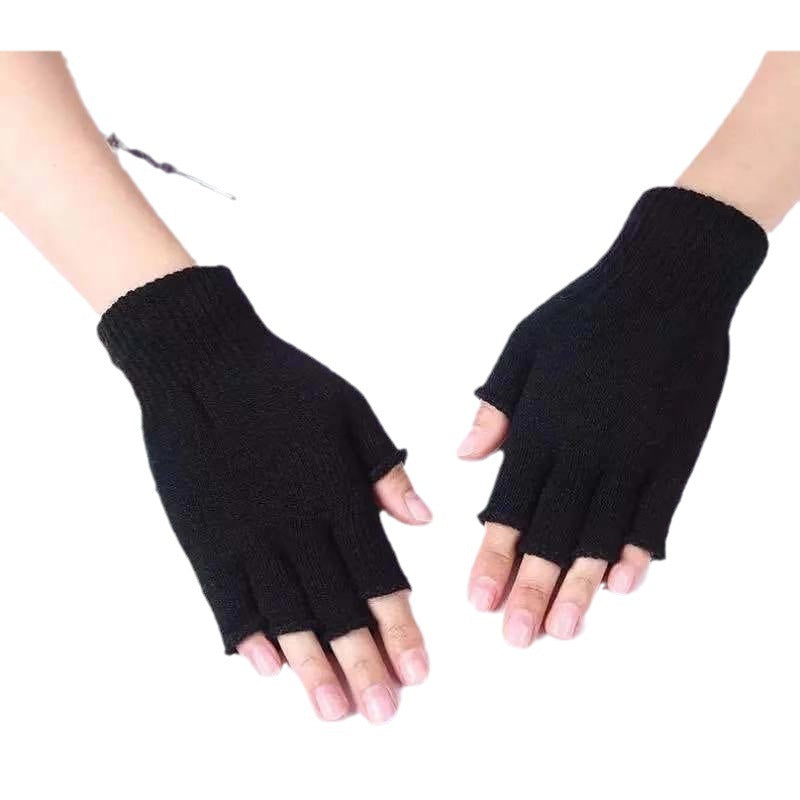 Autumn And Winter Thin Knitted Half Finger Gloves Adult Riding Cold-proof - globaltradeleader