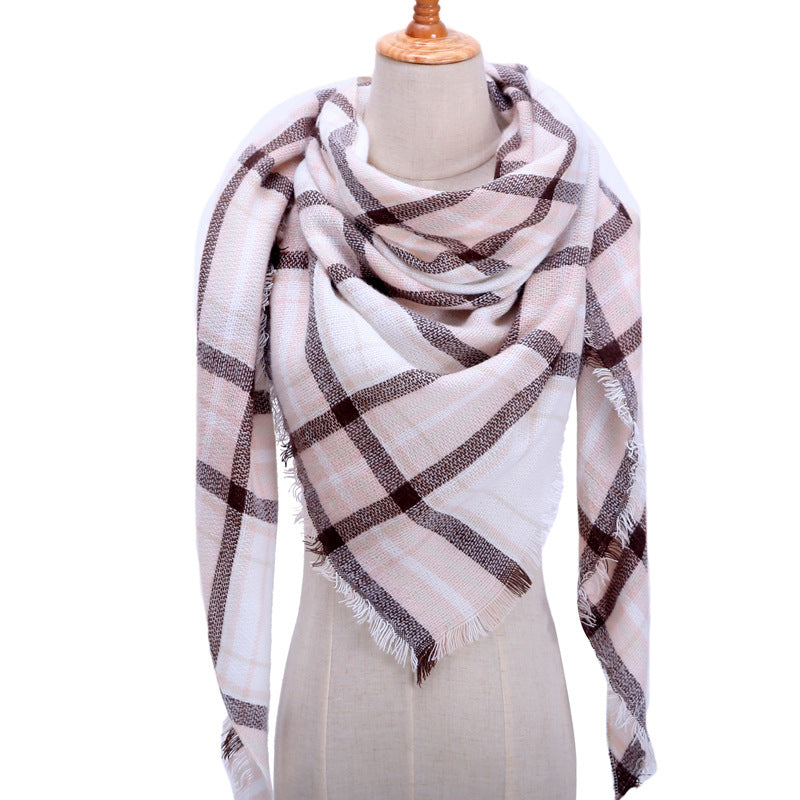 Autumn And Winter Artificial Cashmere Scarf High Density Triangular Binder Couple Plaid Scarf Warm Shawl