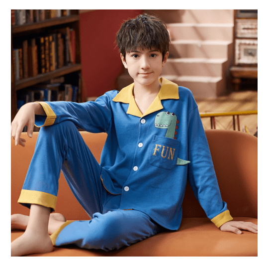 Spring And Autumn Cotton Long Sleeved Cardigan Children's Pajamas