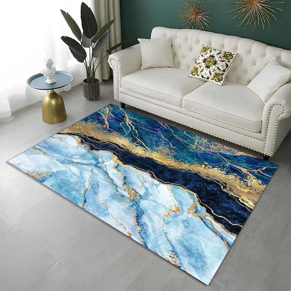 Green Blue Black Marble Nordic Carpet Flannel Printed Mat - globaltradeleader