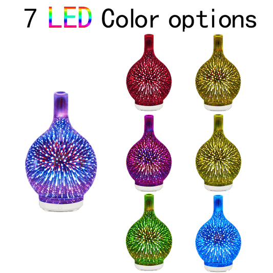5V Glass Colorful Vase Humidifier 3D Firework Glass Usb Air Humidifier With 7 Color Led Night Light B