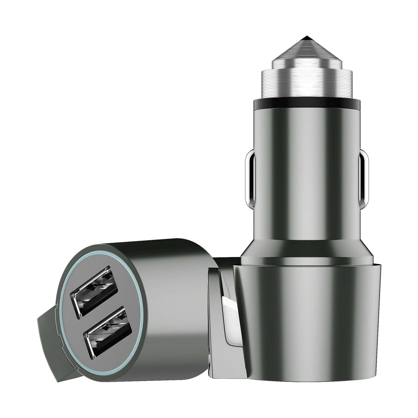 5V2.4A Zinc Alloy Cutter Three In One USB Dual Port Smart Fast Charging Car Charger