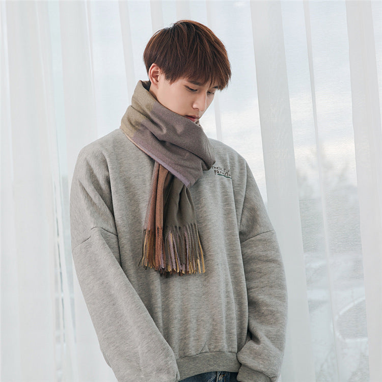 Warm Tassel Plaid Bristle Scarf - globaltradeleader