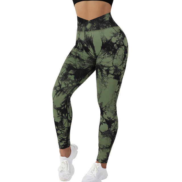 Seamless Tie Dye Leggings Women Yoga Pants Push Up Sport Fitness Running Gym Leggings - globaltradeleader