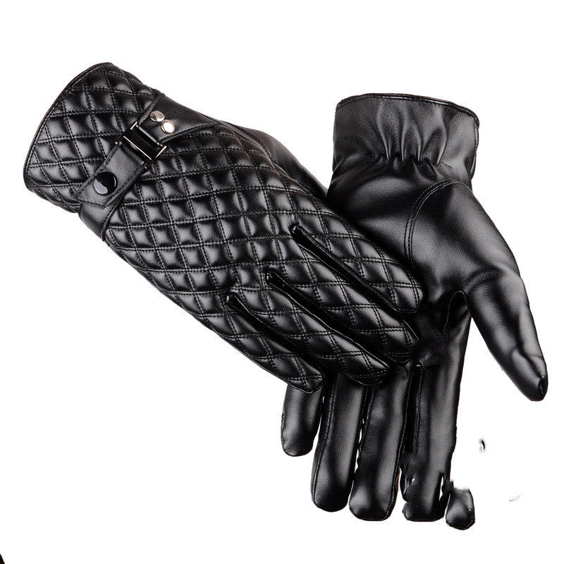 Men's Touch Screen Leather Gloves Cold Protection In Autumn And Winter Rain-proof Thermal Plus Velvet - globaltradeleader