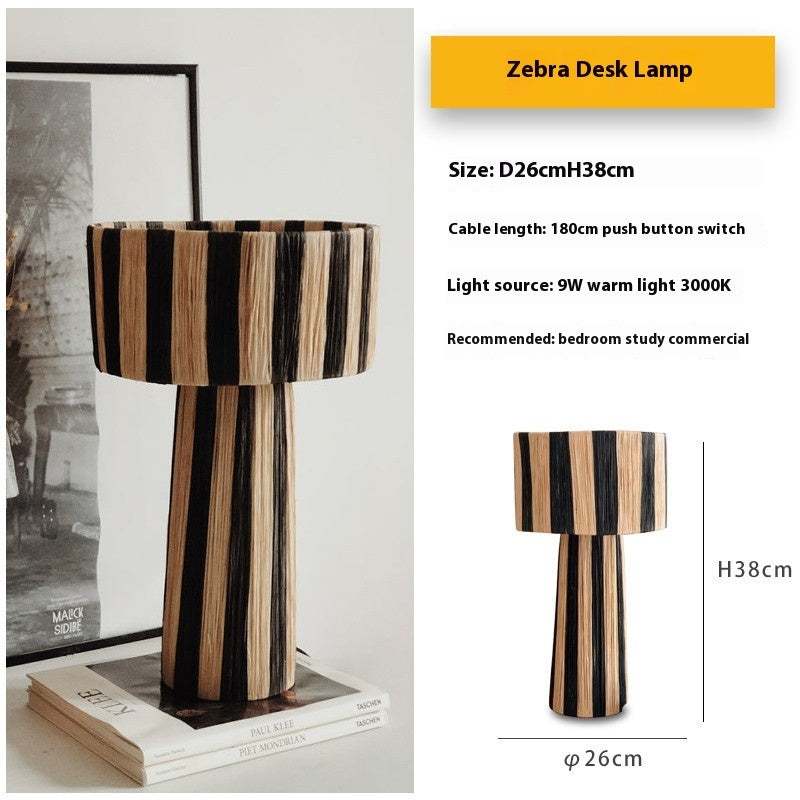 Bedroom Retro Bedside Hand-woven Rattan Table Lamp - globaltradeleader