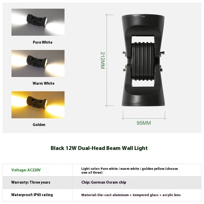 Wall Lamp Outdoor Waterproof Facade Lighting Double Head - globaltradeleader