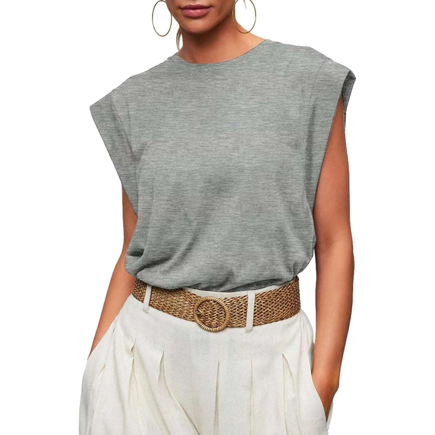 Spring And Summer New Round Neck Loose Short Sleeved T-shirt Striped Top Women's Vest - globaltradeleader