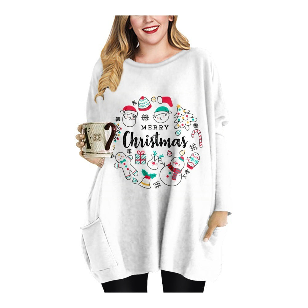 Long Christmas Snowflake Element Round Neck Dress - globaltradeleader