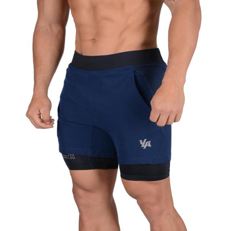 New Running Shorts Summer Men's Gym Fitness Bodybuilding Training Quick-drying Shorts Men's Jogging Running Sports 2-in-1 Shorts - globaltradeleader