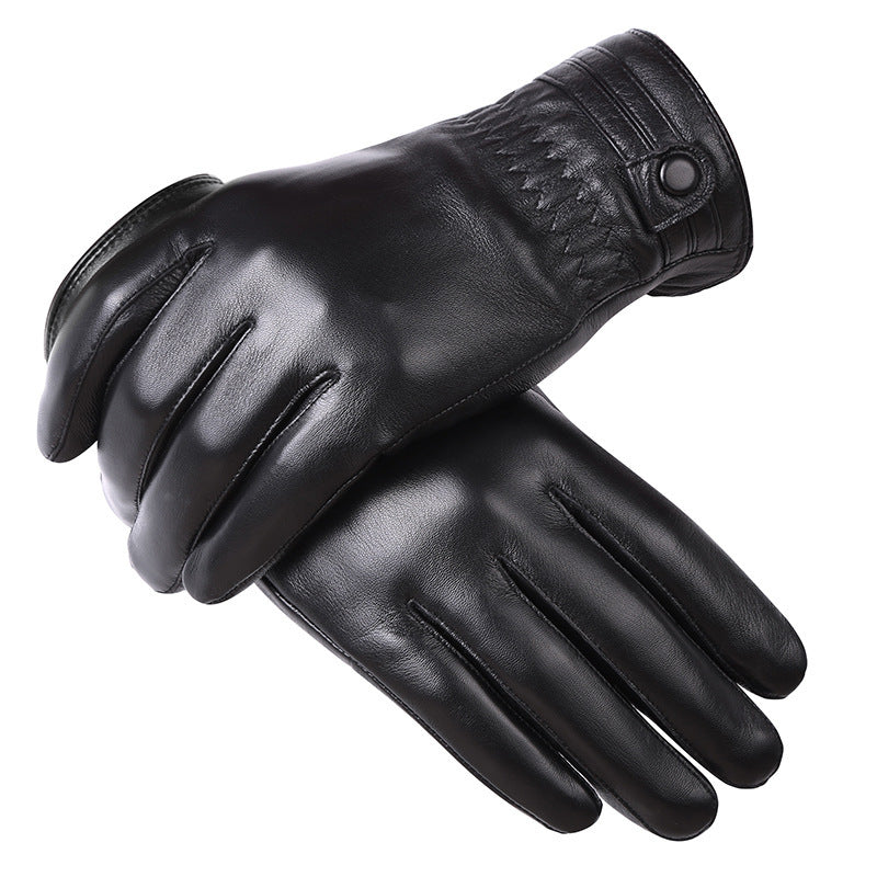 Winter Men's Warmth Plus Fleece Thickened PU Leather Gloves - globaltradeleader