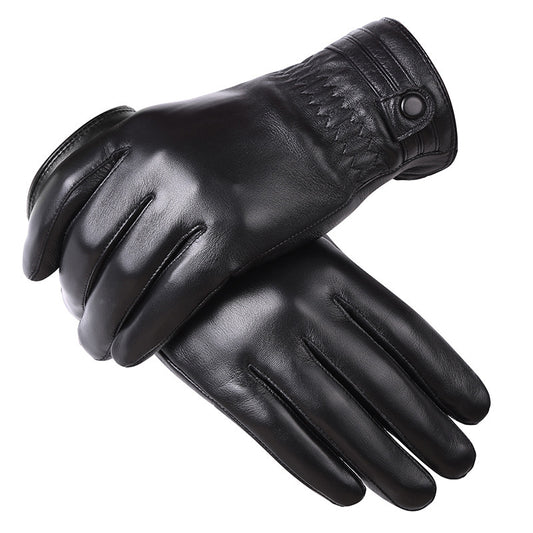 Winter Men's Warmth Plus Fleece Thickened PU Leather Gloves - globaltradeleader