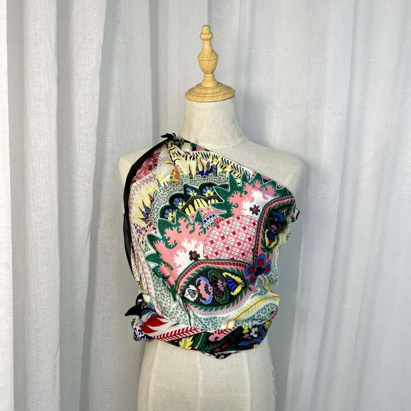 Women's Silk Scarf Strap Retro Tube Top Sun Protection