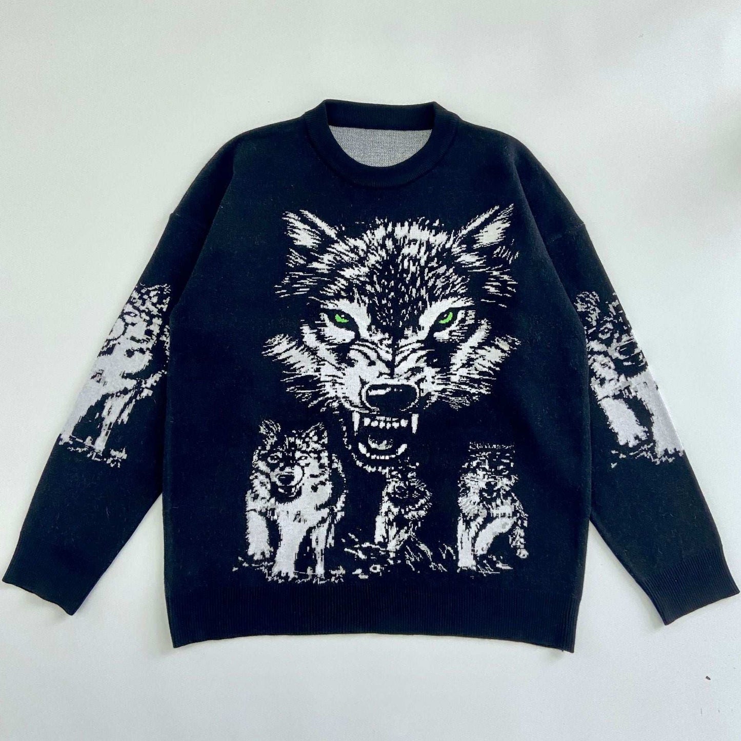 Wolf Head Men's Loose New Knitted Sweater