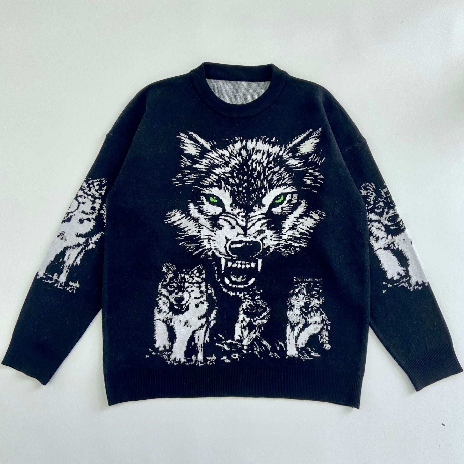 Wolf Head Men's Loose New Knitted Sweater