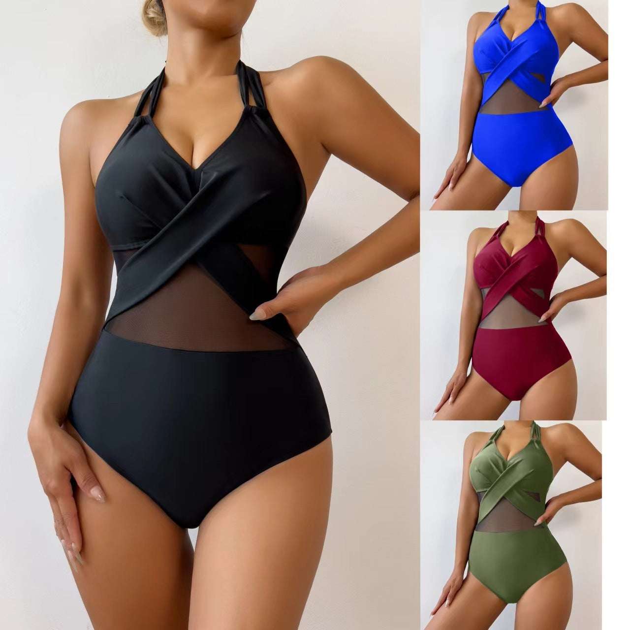 New Fashion One-piece Swimsuit Solid Color - globaltradeleader