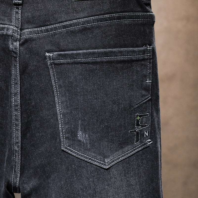 Fall And Winter Men's Small Feet Jeans Tide Brand Stretch