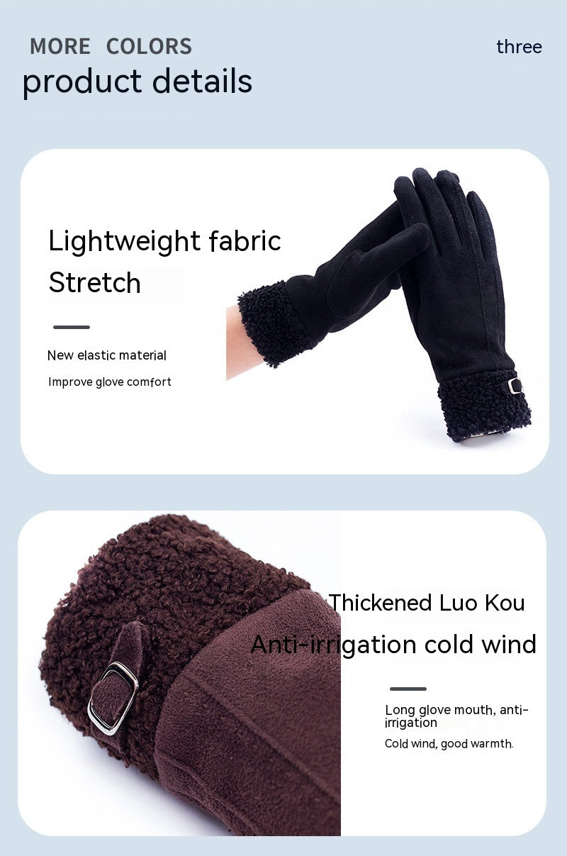 Warm Gloves Women's Winter Touch Screen Riding Plus Velvet Thickening