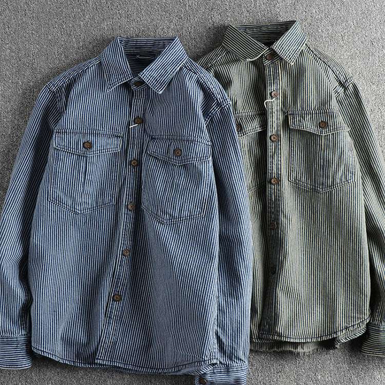 Washed Vintage Denim Shirt For Men - globaltradeleader