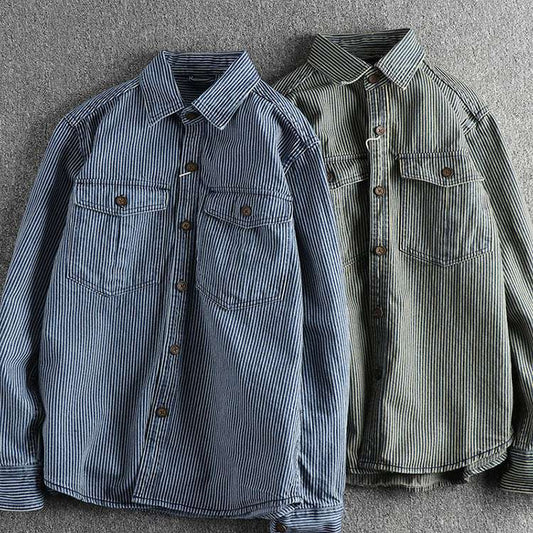 Washed Vintage Denim Shirt For Men - globaltradeleader