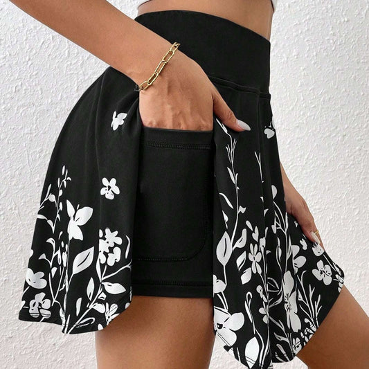 Pocket Minimalist Flower Printed Shorts With Pockets Shorts Inside Out Back To School Outfits - globaltradeleader