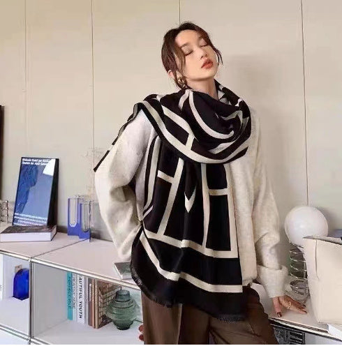 Casual Polka Dot Artificial Cashmere Warm Printing Long Scarf Shawl - globaltradeleader